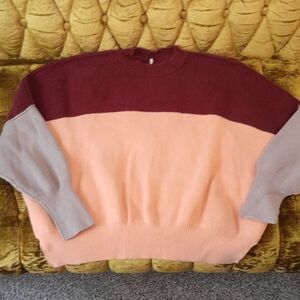 Free People Multicolor Crew Neck Oversized Sweater